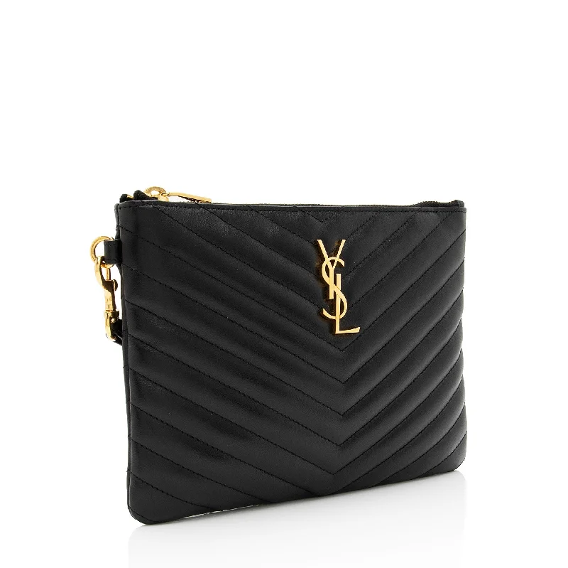 Saint Laurent Matelasse Calfskin Monogram Small Wristlet I0dYH7