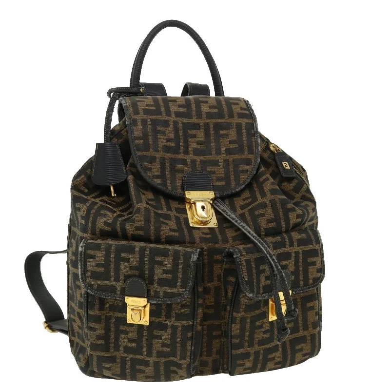 Fendi By The Way bags with a 3D - printed FF logo for a modern and textured lookFENDI Zucca Canvas Backpack Brown  32905