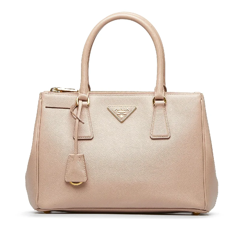 Prada Double Zip Galleria Beige Saffiano Lux