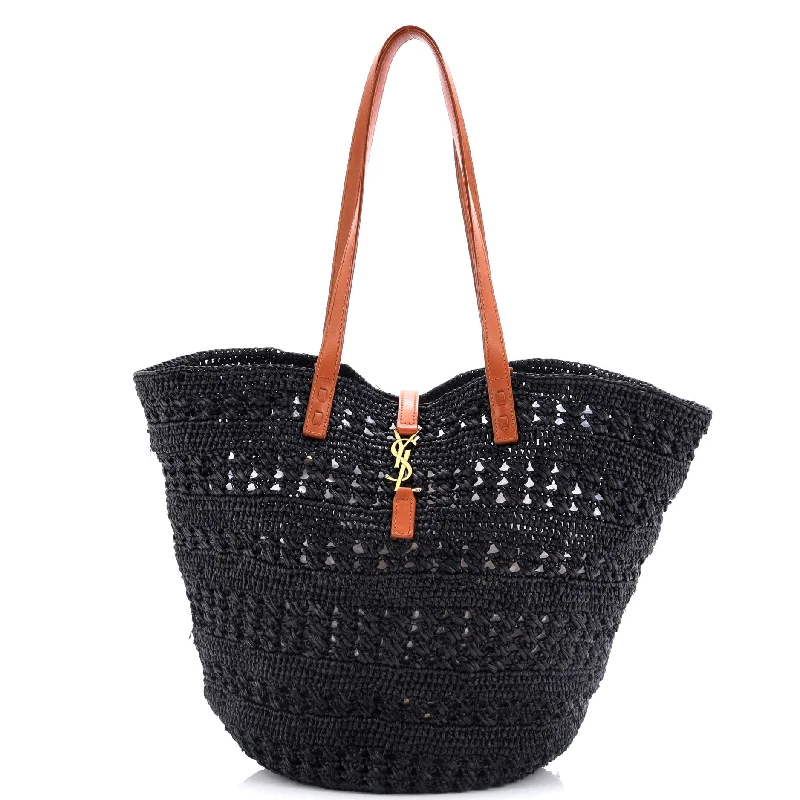 Panier Monogram Basket Shopper Raffia Medium