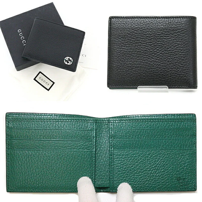 Ladies Gucci Dionysus bags with a chain - link shoulder strapGUCCI Interlocking Bifold Wallet Billfold 610464 Black Green