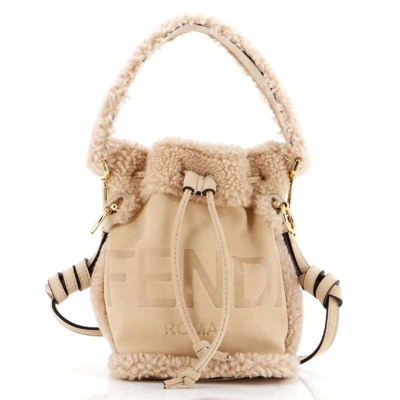 Logo Mon Tresor Bucket Bag Shearling with Nubuck Mini