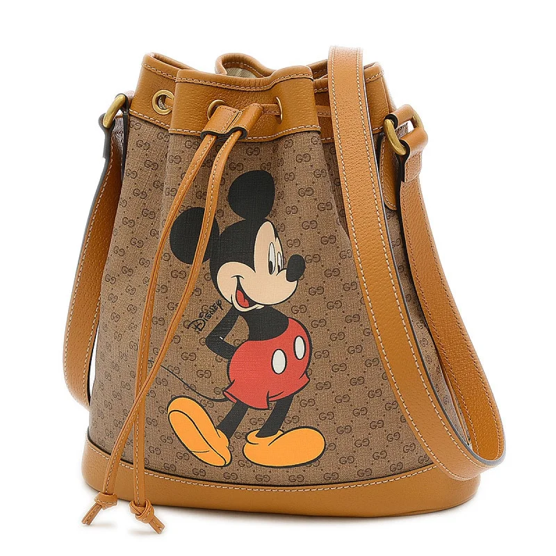 Women Gucci bags with a zip - around closure for securityGucci Disney Collaboration Mickey Mini GG Supreme Small Bucket Shoulder 602691