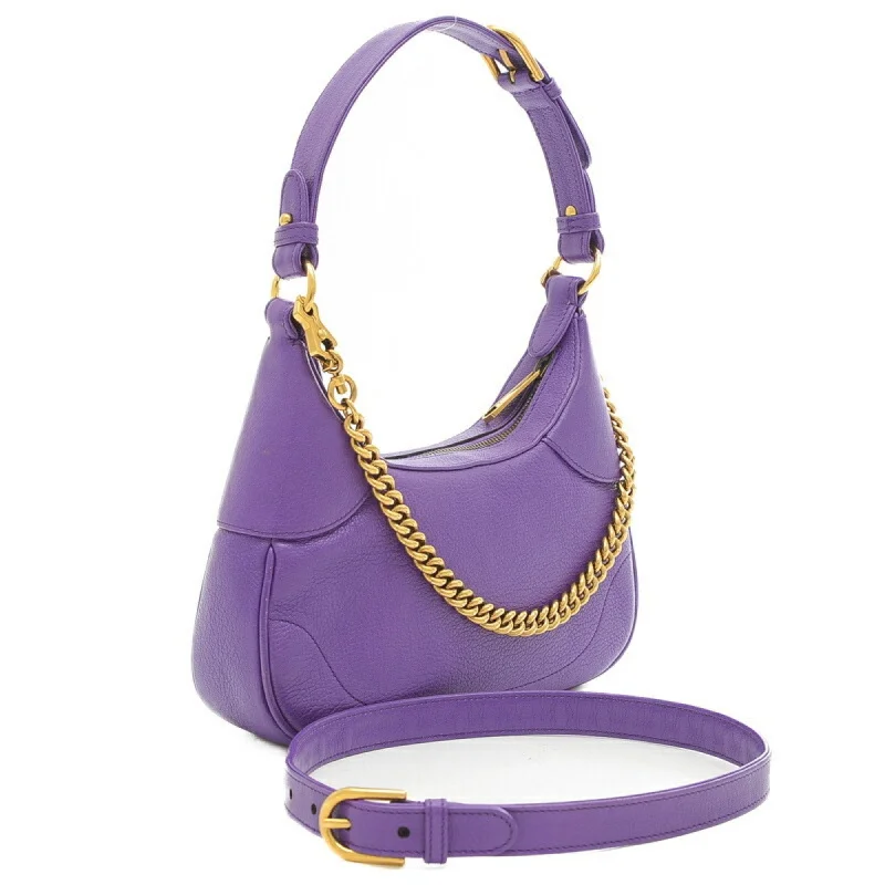 Women Gucci Sylvie bags featuring the signature web stripeGUCCI Aphrodite Small Shoulder Bag Leather Purple 731817