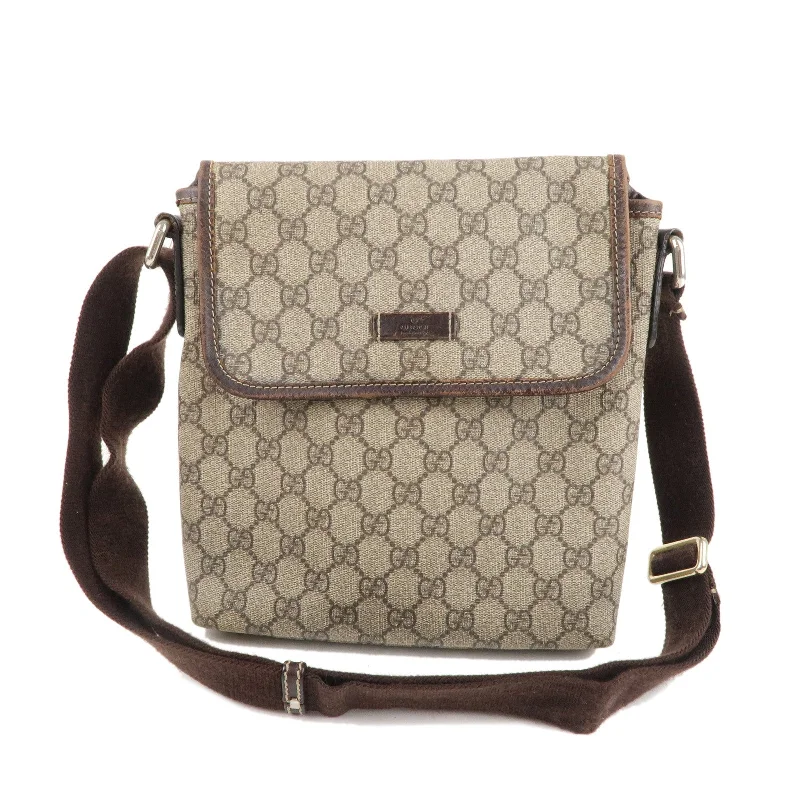 Gucci handbags for women with a beaded trimGUCCI GG Supreme Leather Shoulder Bag Beige Brown 223666