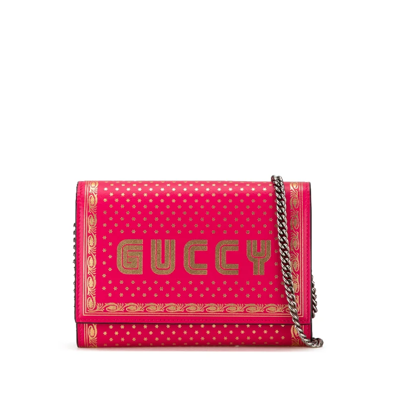 Pink Gucci Guccy Sega Wallet On Chain Crossbody Bag