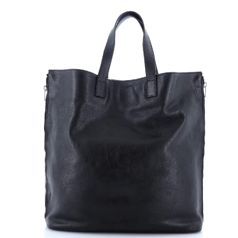 Side Zip Shopper Tote Leather Tall