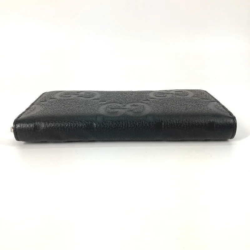 Women Gucci Sylvie bags with a monogram - embossed leatherGUCCI Long Wallet Purse 739482 leather black Jumbo GG Zip wallet mens Secondhand