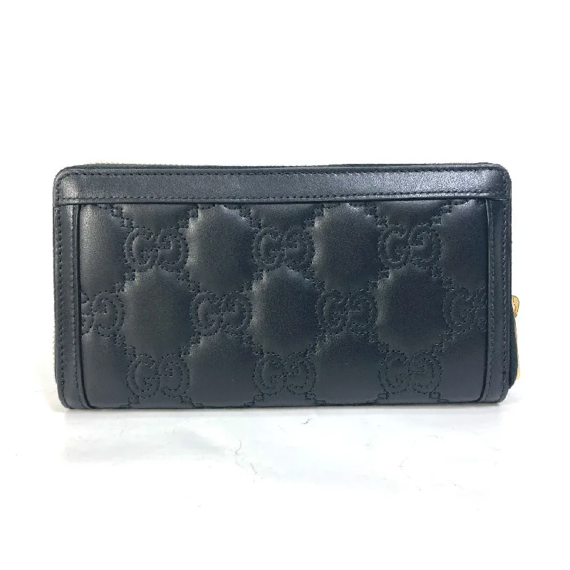 Women Gucci bags with a zip - around closure for securityGUCCI Long Wallet Purse 723784 leather black Long wallet GG Matelasse Zip Around Wallet mens Used