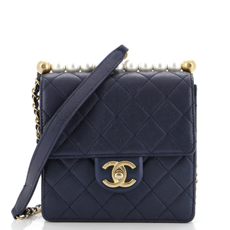 Chic Pearls Flap Bag Quilted Lambskin Mini