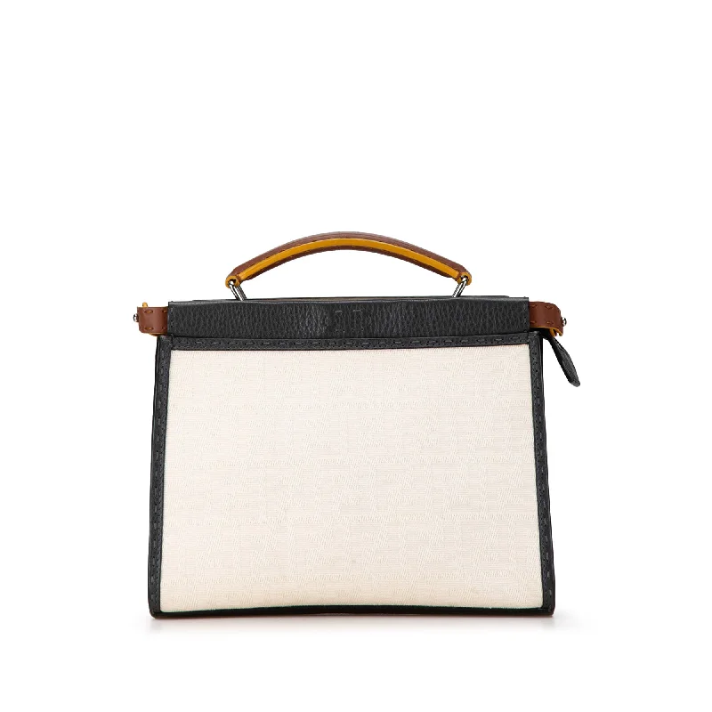 White Fendi Mini Zucca Canvas Selleria Peekaboo Satchel