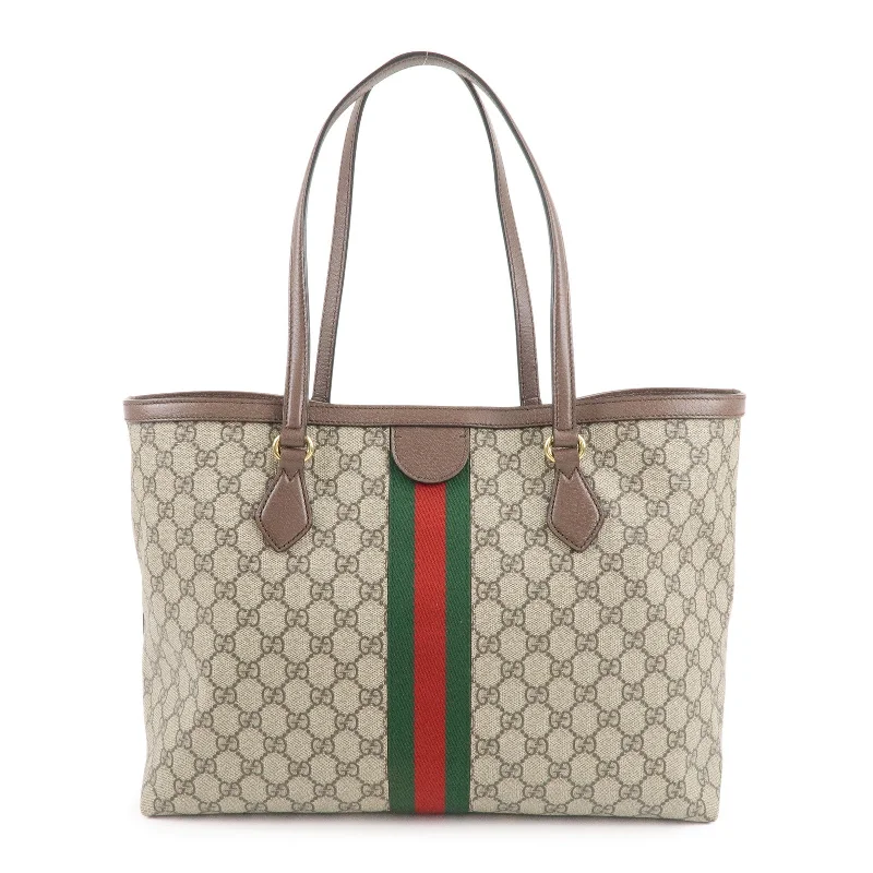 Gucci Marmont bags for women with a contrast - colored interiorGUCCI Ophidia GG Supreme Leather Tote Bag Beige Brown 631685