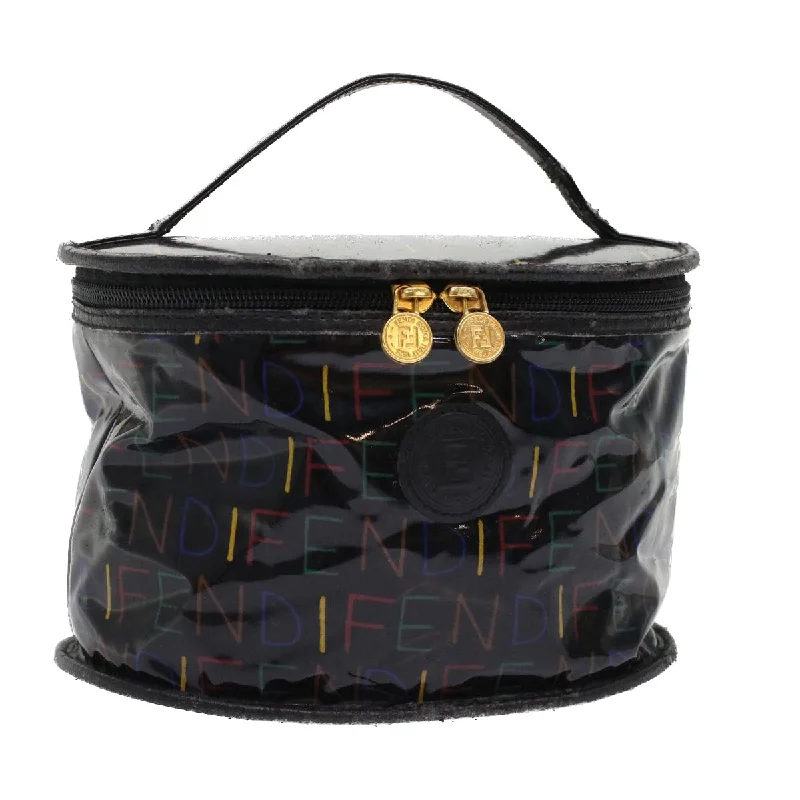 Ladies Fendi Peekaboo bags with a hand - stitched leather handle for artisanal charmFENDI Vanity Cosmetic Pouch Enamel Black Multicolor  49780