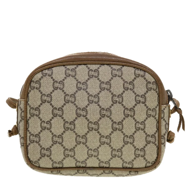 Women Gucci crossbody bags with a woven leather strapGUCCI GG Plus Canvas Shoulder Bag PVC Leather Beige  th3681