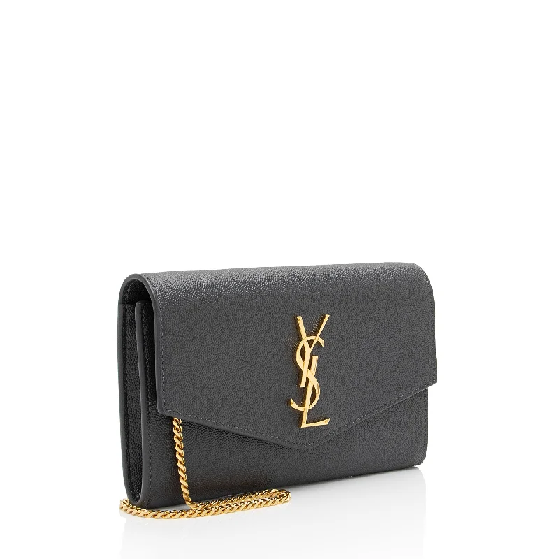 Saint Laurent Grain De Poudre Monogram Uptown Chain Wallet WHffX5