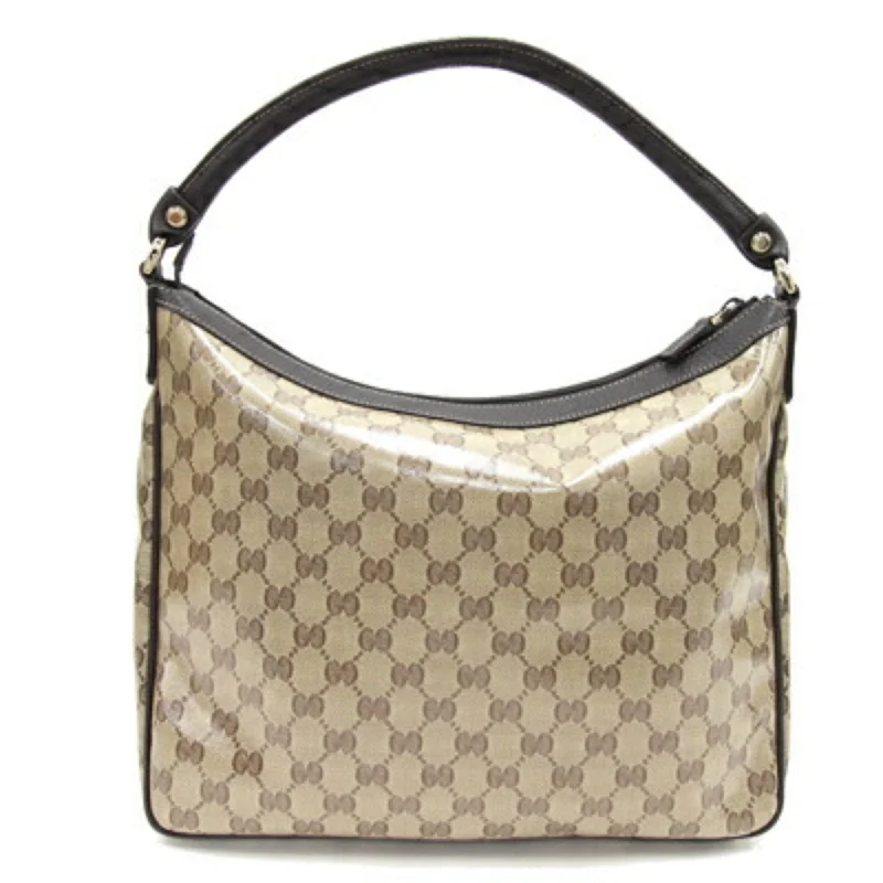 Women Gucci Sylvie bags with a leather - wrapped handleGUCCI One Shoulder Bag GG Crystal 293581 Dark Brown Beige Ladies