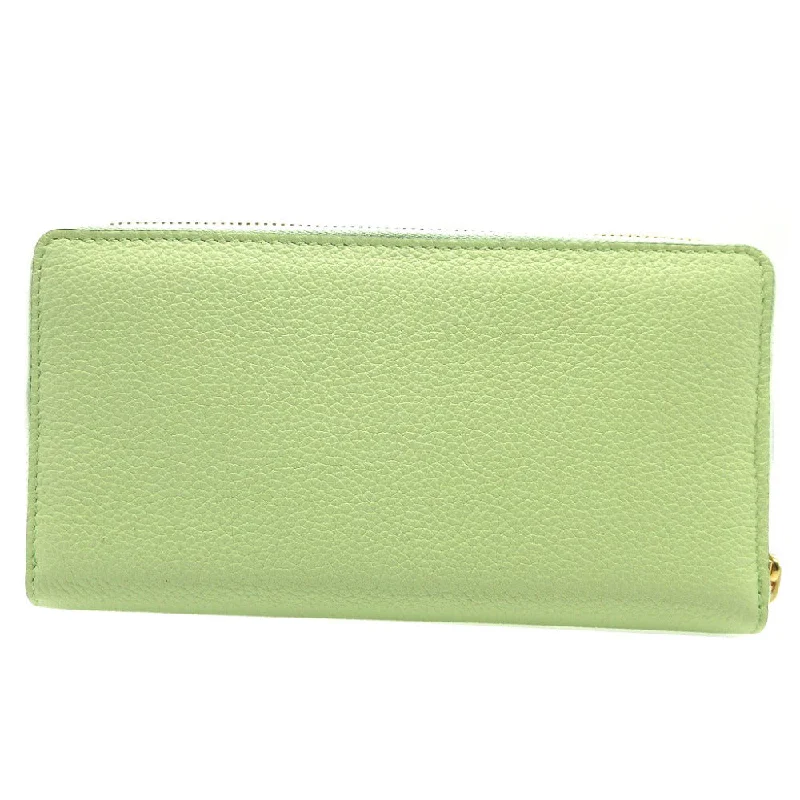 Ladies Gucci handbags with a detachable coin purse insideGUCCI Long Wallet Purse 658691 leather Light green Zip Around logo Women Used