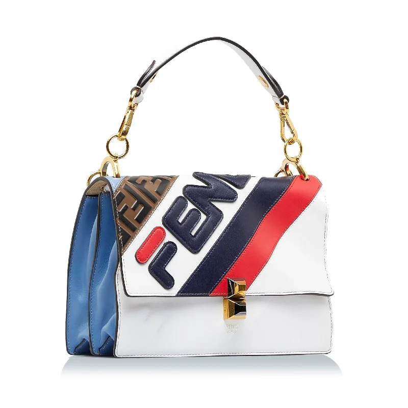 Fendi backpacks with a water - resistant exterior made of high - tech materialsFendi x FILA Kan I Mania Logo Satchel (SHG-McSL0p)