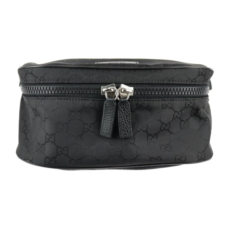 Women Gucci bags with a detachable mirror insideGUCCI Waist Bag 449182 GG Nylon x Leather Black Silver Hardware Body Hip