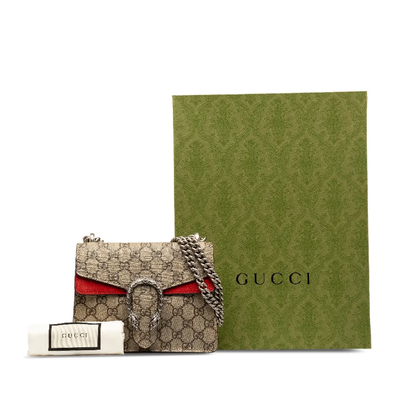 Women Gucci crossbody bags with a keychain holderGucci Dionysus Mini Brown GG Supreme Canvas