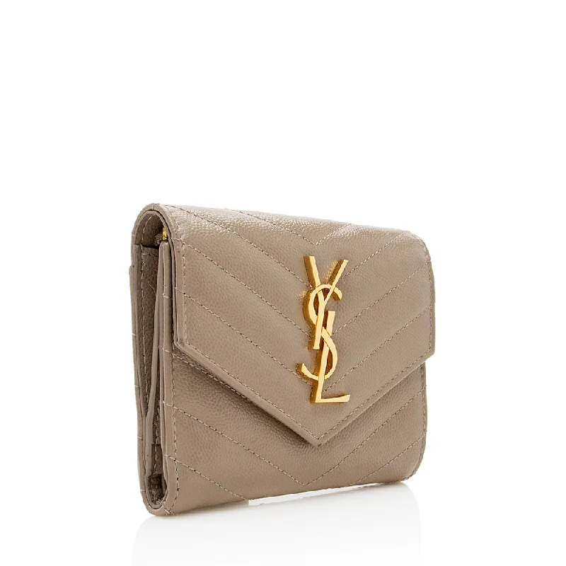 Saint Laurent Grain de Poudre Monogram Small Tri-Fold Wallet 18495