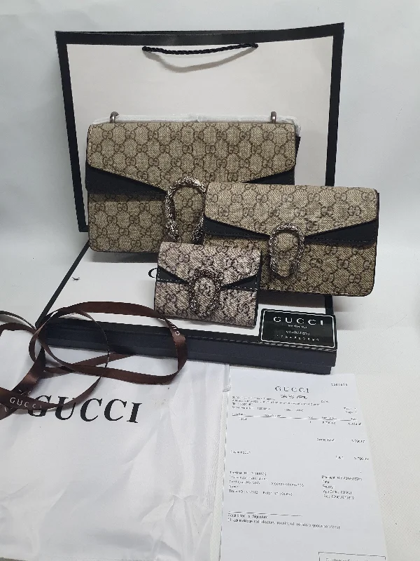 Women Gucci crossbody bags with a woven leather strapGucci Dionysus Handbag Set