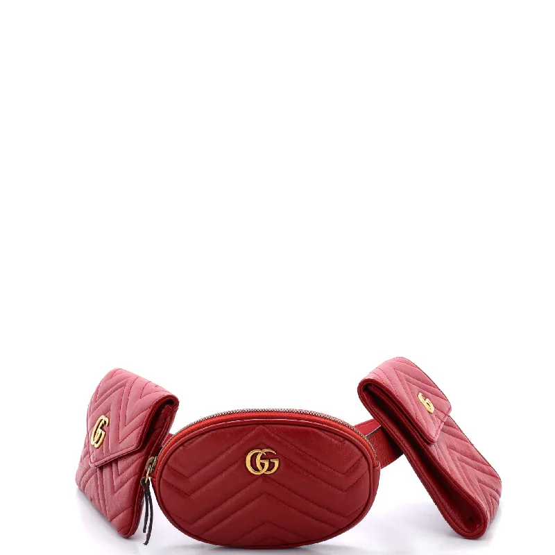 GG Marmont Multi Pocket Belt Bag Matelasse Leather