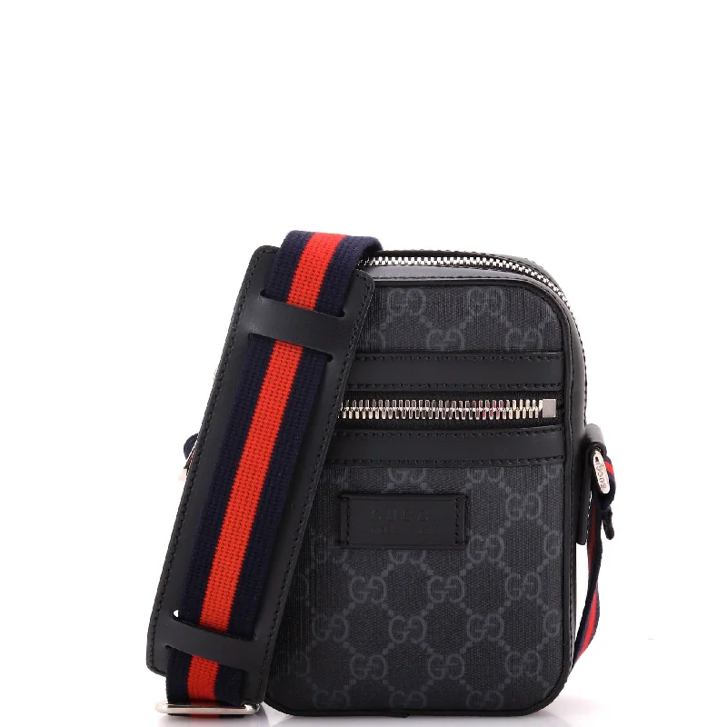 Web Strap Front Zip Messenger Bag GG Coated Canvas Mini