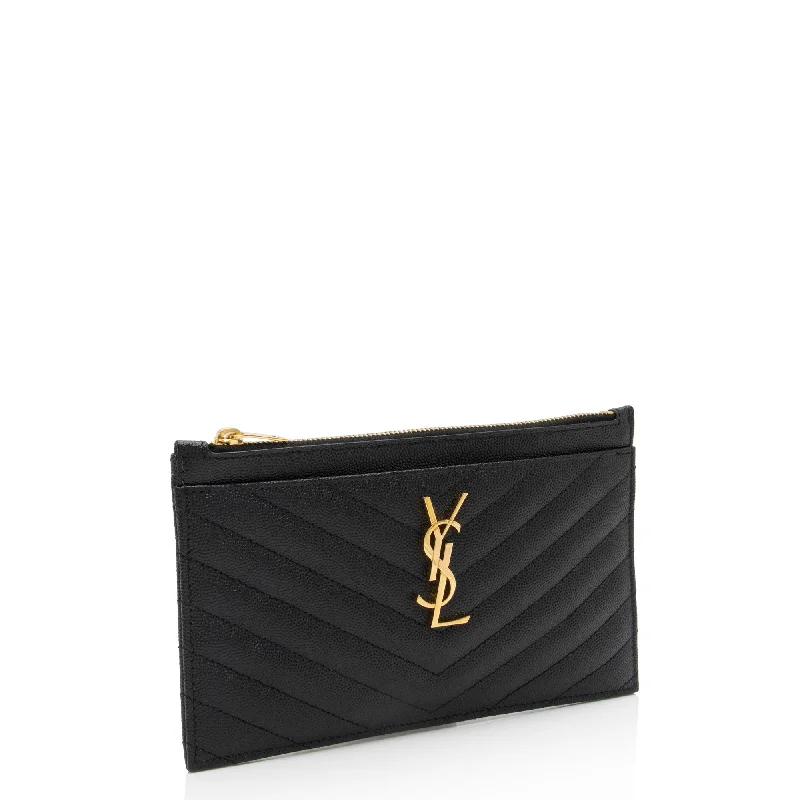 Saint Laurent Matelasse Grain de Poudre Monogram Bill Pouch mP6iOM