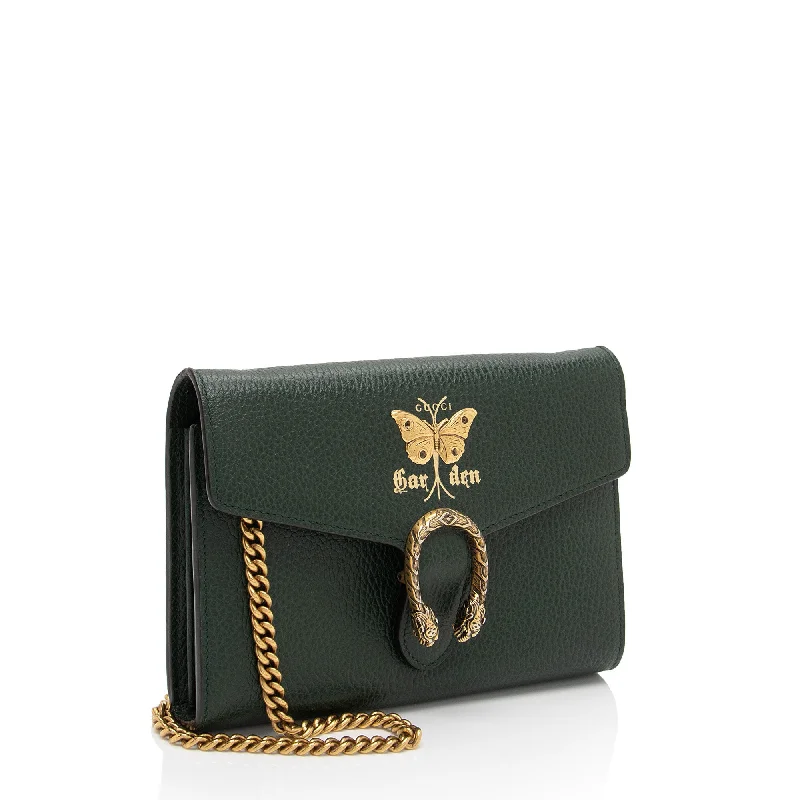 Women Gucci bags with a detachable mirror insideGucci Calfskin Garden Dionysus Chain Wallet (qnbF61)