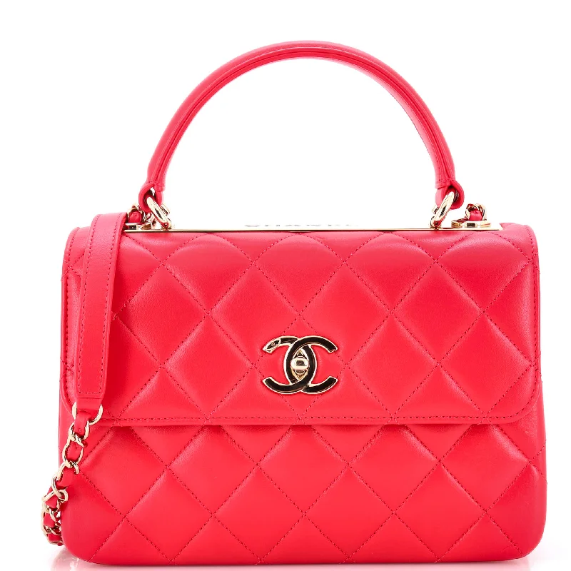 Trendy CC Top Handle Bag Quilted Lambskin Small