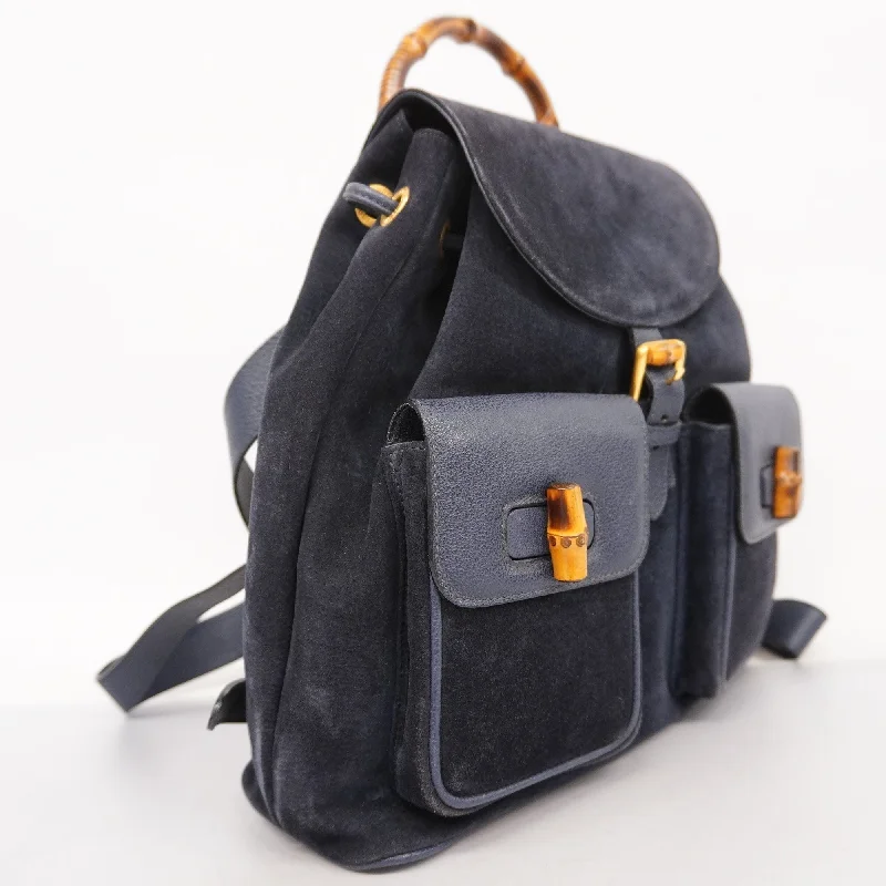 Ladies Gucci shoulder bags with a tassel decorationGucci  Bamboo Rucksack 003 2058 0016 Women's Leather,Suede Backpack Navy