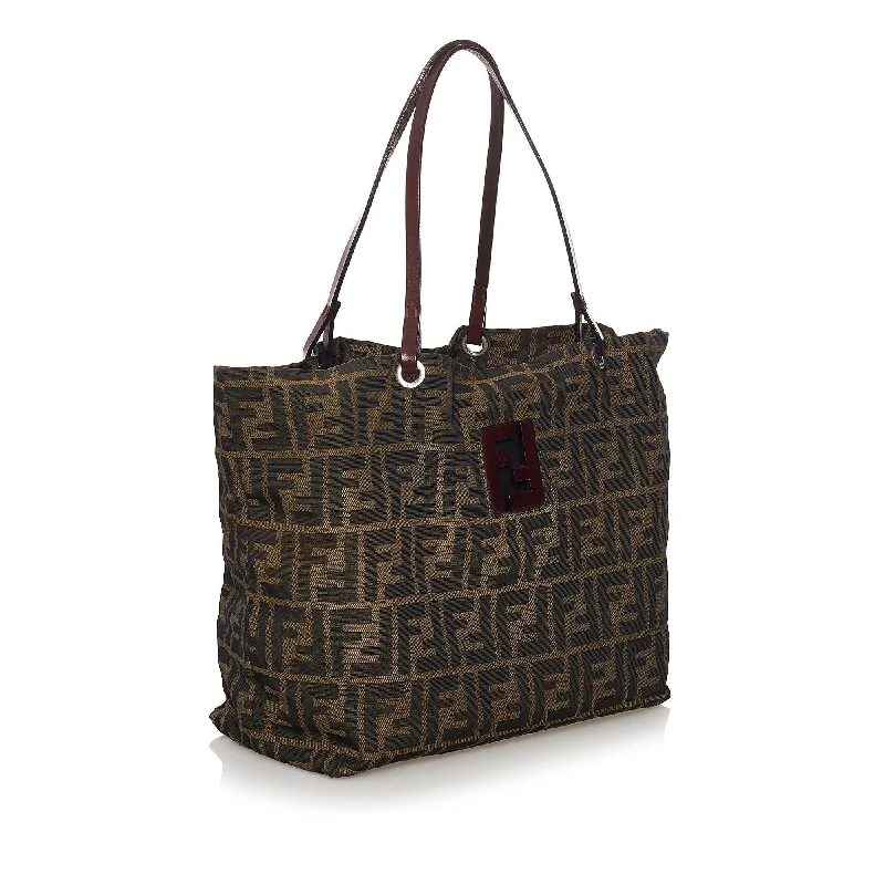 Ladies Fendi Peekaboo bags with gold - toned hardware for a touch of luxuryFendi Zucca Canvas Tote Bag (SHG-32825)