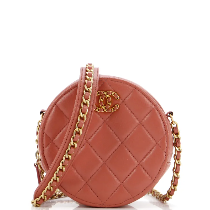 Chain Infinity Round Clutch with Chain Quilted Lambskin