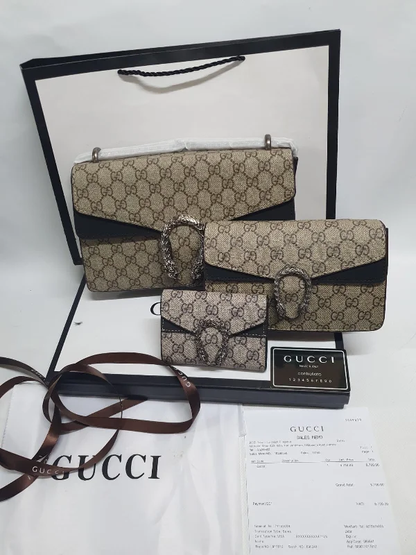 Women Gucci bags with a snap - button closure and a decorative charmGucci Dionysus Handbag Set