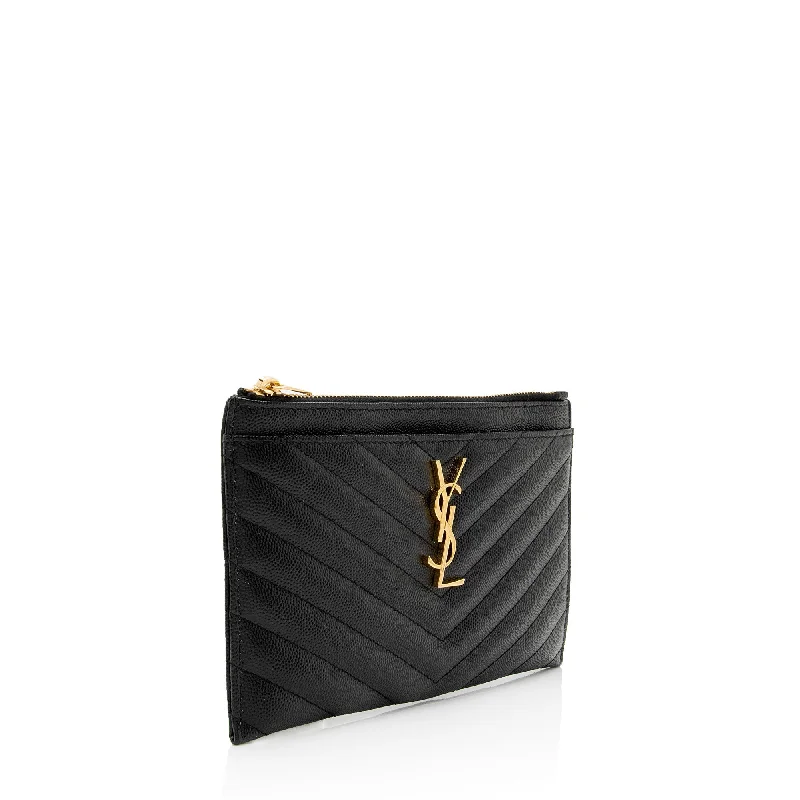 Saint Laurent Matelasse Grain de Poudre Monogram Bill Pouch ikSGxC