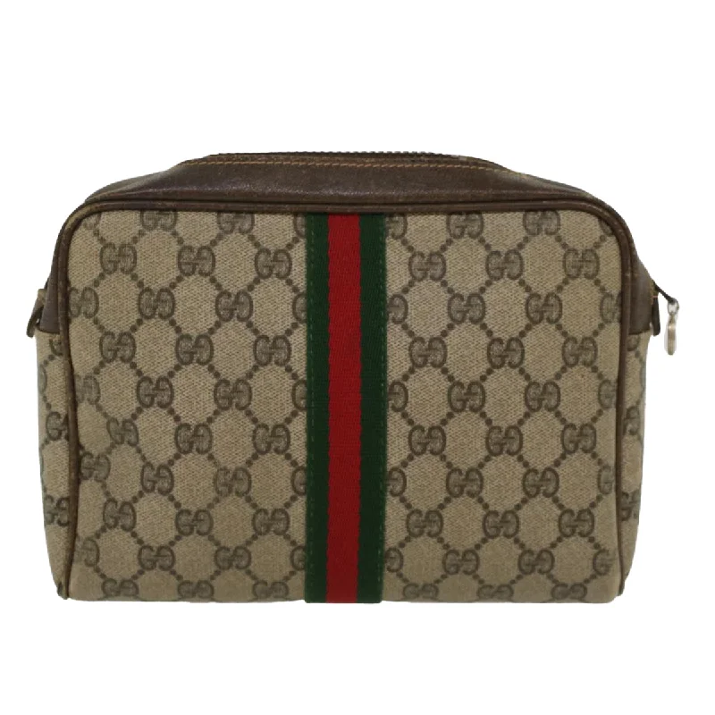 Gucci backpacks for women with a sleek silhouetteGUCCI GG Canvas Web Sherry Line Clutch Bag Beige Red 27004998  th3783