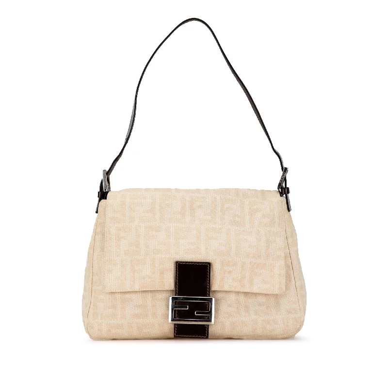 Beige Fendi Zucca Canvas Mamma Forever Shoulder Bag