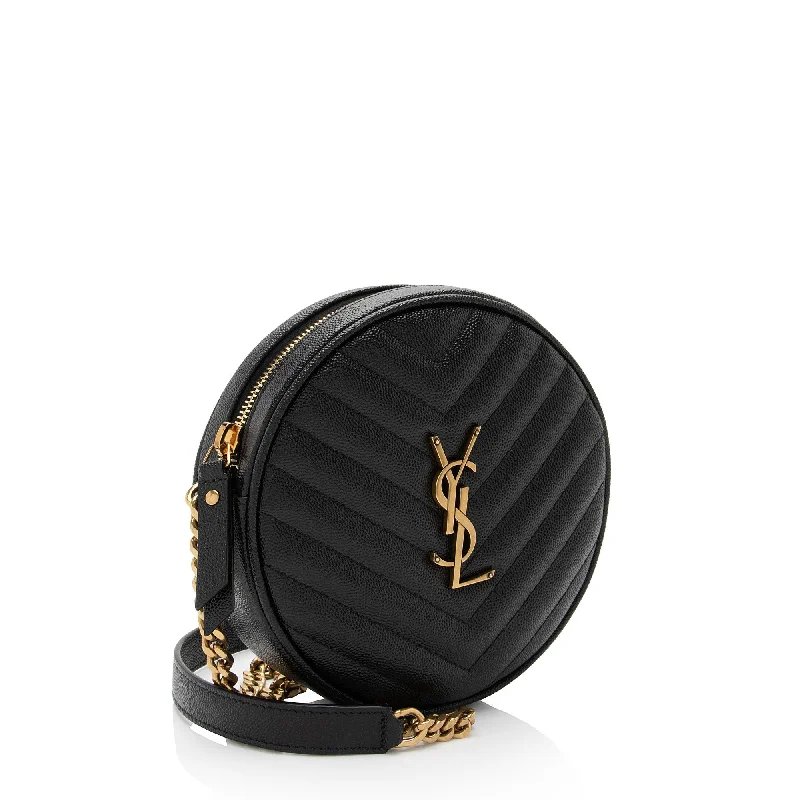 Saint Laurent Matelasse Calfskin Monogram Vinyle Round Camera Bag uS4MX2