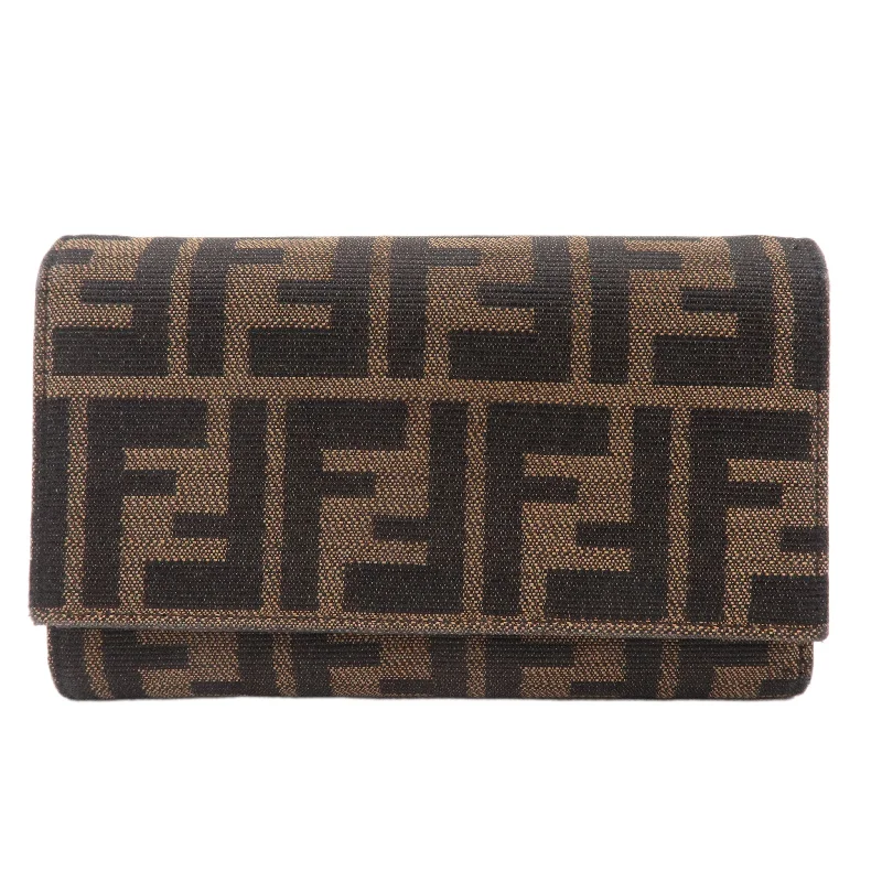 Fendi crossbody bags with a faux fur trim for a warm and stylish winter accessoryFENDI Zucca Canvas Tri-fold Wallet Brown Black 8M0011