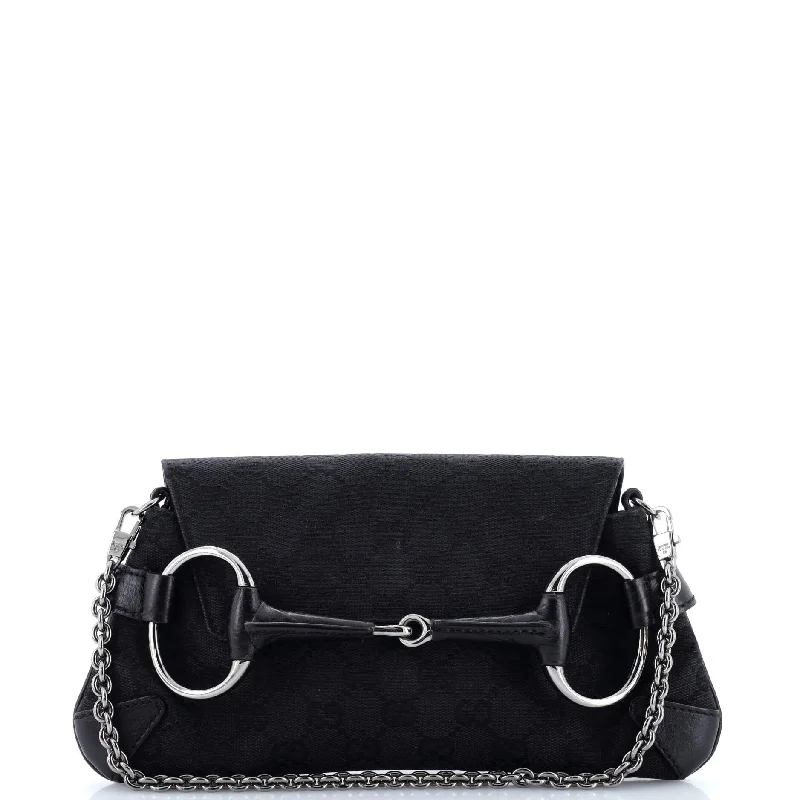 Horsebit Chain Clutch GG Canvas with Leather Medium