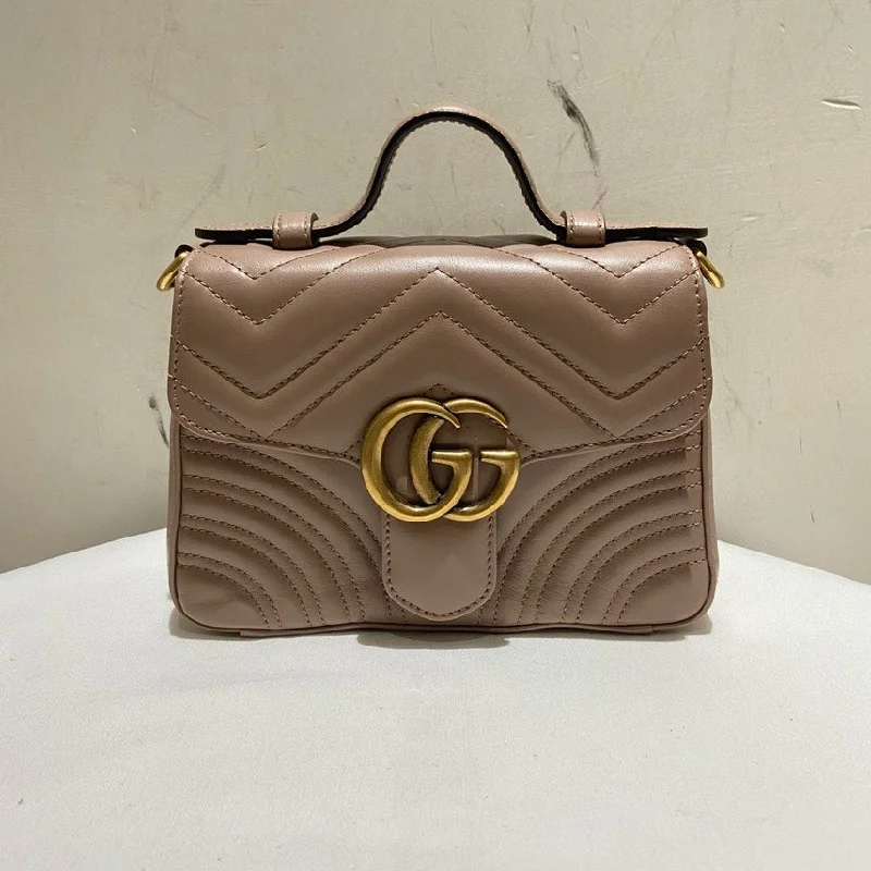 Women Gucci Sylvie bags with a monogram - embossed leatherGucci Marmont Beige Leather Tote Bag Medium