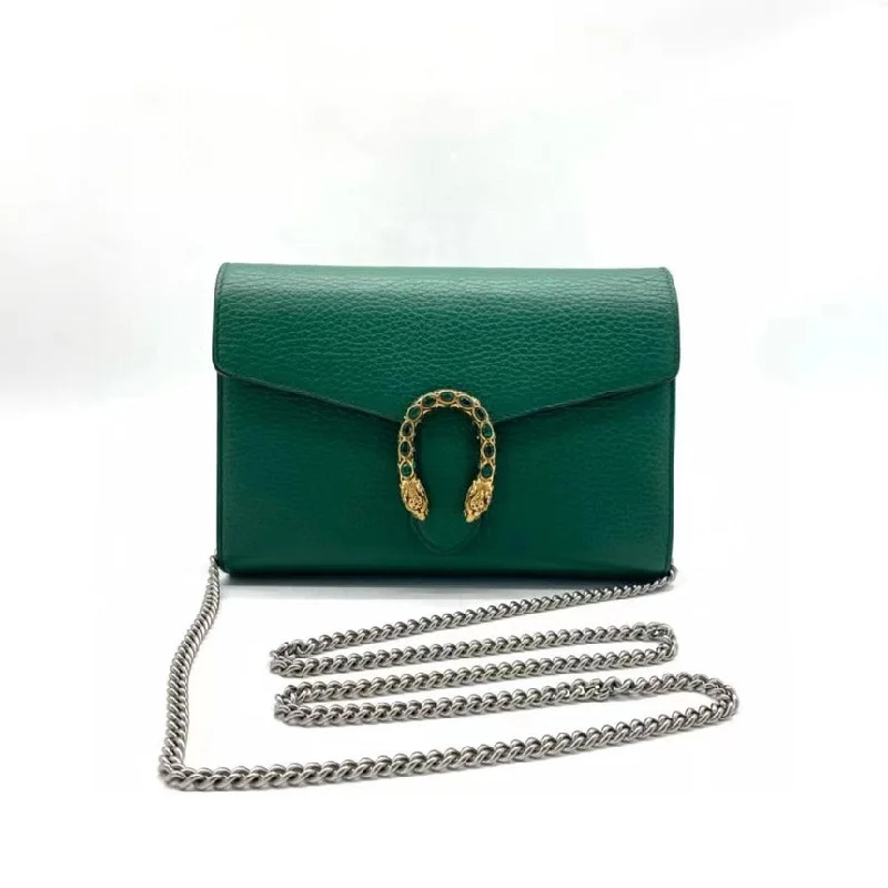 Ladies Gucci shoulder bags with a single - handle designGucci Dionysus Small Shoulder Bag Emerald Green Leather with Chain Strap