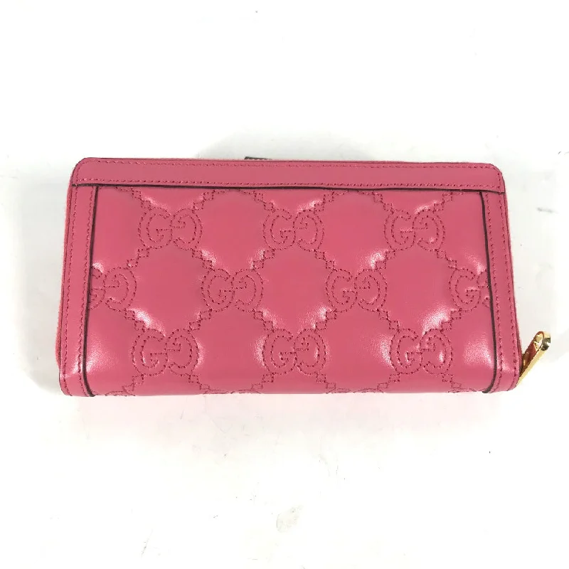 Ladies Gucci shoulder bags with a tassel decorationGUCCI Long Wallet Purse 723784 leather pink GG Marmont GG Matelasse Zip Around Wallet Women Used