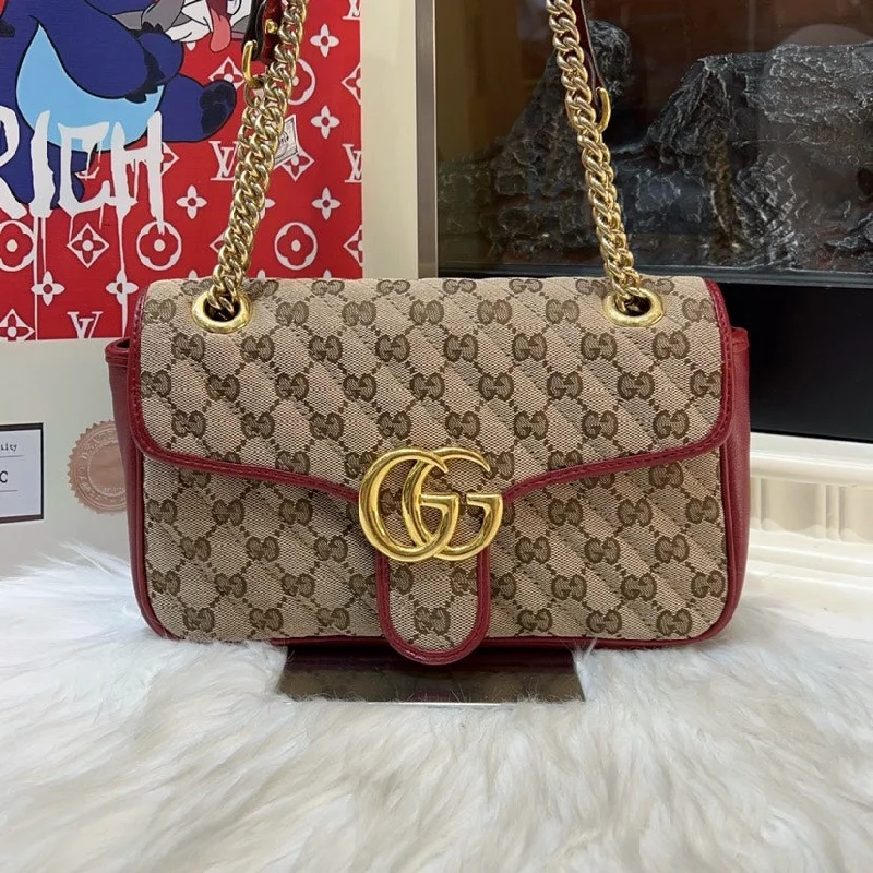 Gucci Marmont bags for women with gold - toned hardwareGucci Marmont Beige Brown Monogram Leather Shoulder Bag Medium