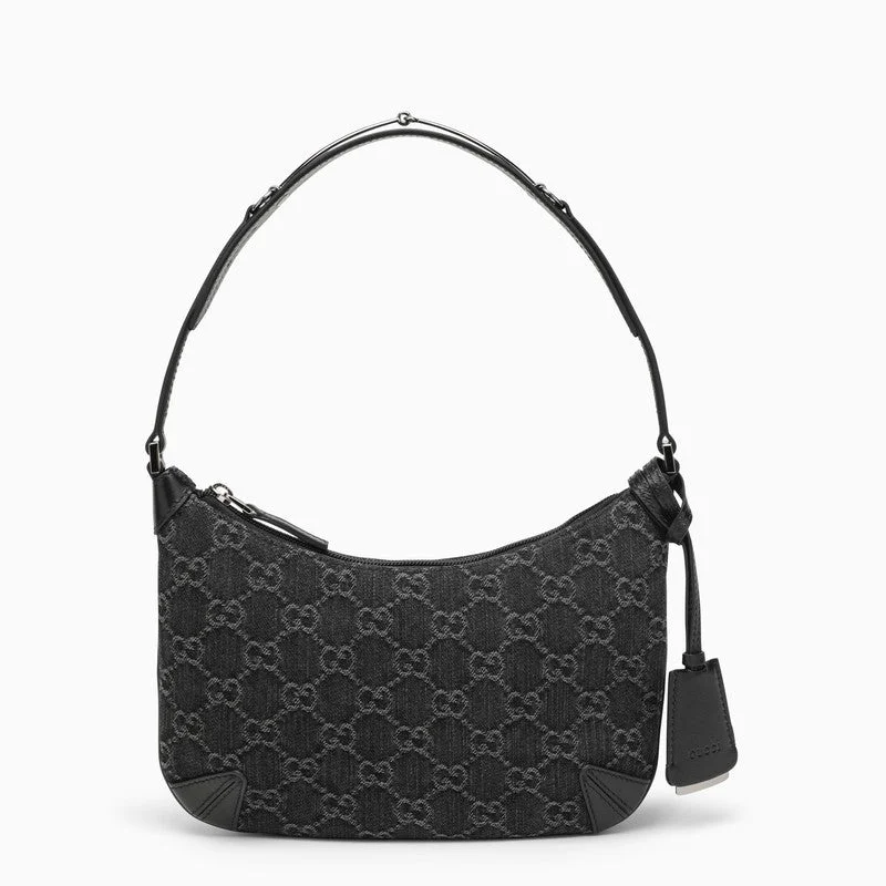 Ladies Gucci shoulder bags with a tassel decorationGucci Horsebit Small Shoulder Bag Black/Grey Women