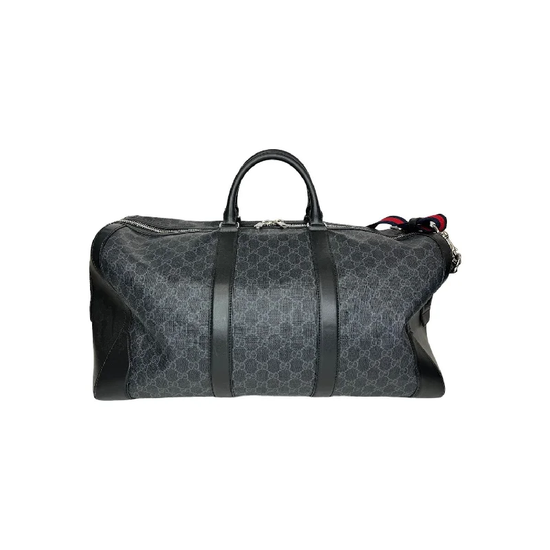 Women Gucci backpacks with a luxurious leather finishGucci Black GG Supreme Duffle Bag