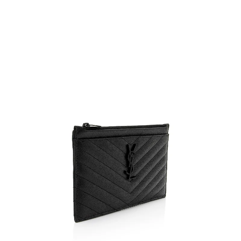 Saint Laurent Matelasse Grain de Poudre Monogram Bill Pouch sKwgXB