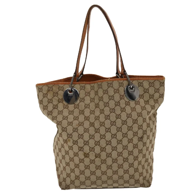 Gucci backpacks for women with a sleek silhouetteGUCCI GG Canvas Tote Bag Canvas Leather Beige Brown 120836  49290