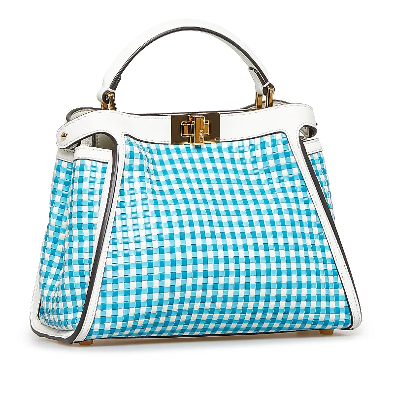 Fendi tote bags with a self - cleaning interior lining for easy maintenanceFendi Woven Peekaboo Satchel (SHG-I4IFas)